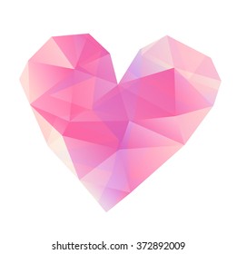 Vector illustration  Polygonal red heart on white background