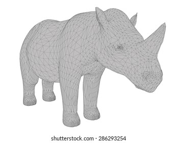 Vector illustration of a polygonal rhino. Isolated.