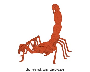 Vector illustration of polygonal scorpion. Isolated.
