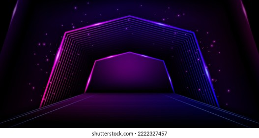 vector illustration of polygonal stage techno concept for ecommerce signs retail shopping, advertisement business agency, ads campaign marketing, backdrops space, landing page, header webs, animation 