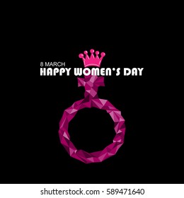Vector illustration polygonal women's day black background
