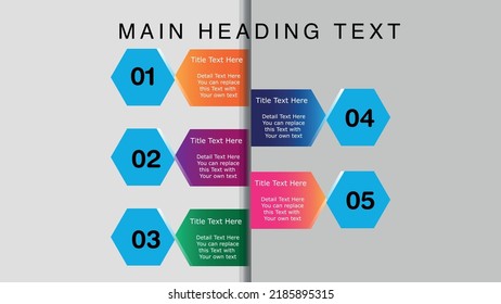 Vector illustration Polygone shaped design Infographic template with icons and 5 options or steps. Can be used for process, presentations, layout, banner, Slide, info graph.