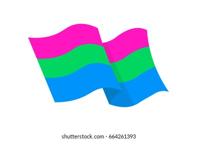 Vector illustration of the Polysexual flag on white background. LGBT symbols topic.