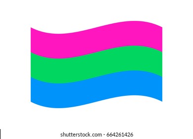 Vector illustration of the Polysexual flag on white background. LGBT symbols topic. 