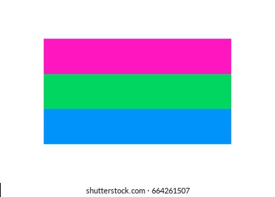 Vector illustration of the Polysexual flag on white background. LGBT symbols topic. 