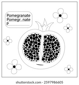 vector illustration of a pomegranate ABC Connect the Dots Coloring Pages Fun Alphabet Activity for Kids Digital Download