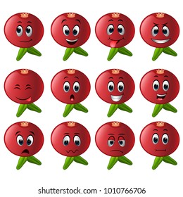 vector illustration of pomegranate with different emoticons