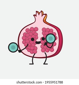 Vektorgrafik von Pomegranat Fruchtcharakter mit süßem Gesicht, einfachen Händen und Beinlinien Kunst auf isoliertem Hintergrund. Flacher Cartoon-Doodle-Stil.