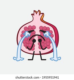 Vector Illustration of Pomegranate Fruit Character with cute face, simple hands and leg line art on Isolated Background. Flat cartoon doodle style.