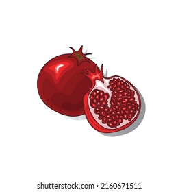 Vector illustration. Pomegranate, made in bright juicy colors. Can be used for sticker printing, book illustration, as an icon.