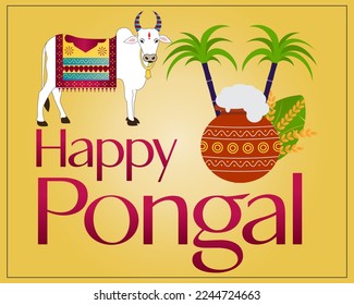 Vector illustration of Pongal , a Harvest festival celebrating in Tamil Nadu India