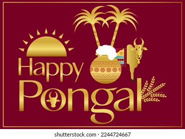 Vector illustration of Pongal , a Harvest festival celebrating in Tamil Nadu India