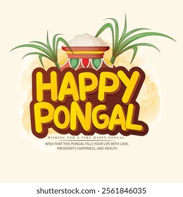 vector illustration of Pongali Celebration with Rice In Mud Pot and colourful background