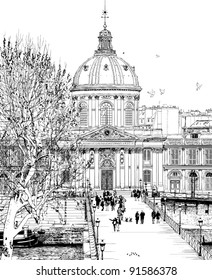 Vector illustration of Pont des arts in Paris