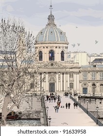 Vector illustration of Pont des arts in Paris