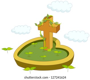 Ilustración vectorial del pool con una cruz cristiana