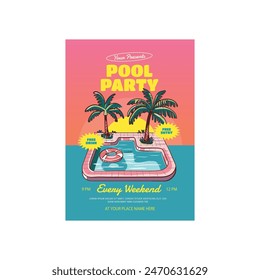 Vektorillustration des Poolparty-Flyer-Posters