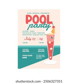 Vector Illustration of Pool Party Flyer Poster Template