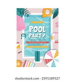 Vector illustration of pool party flyer poster template design