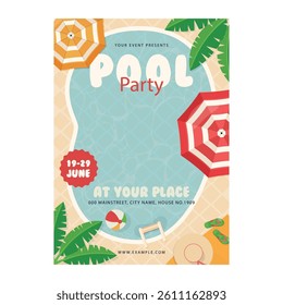 Vector illustration of pool party flyer poster template design