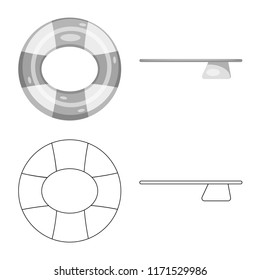 Vector illustration of pool and swimming icon. Collection of pool and activity stock symbol for web.