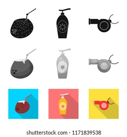 Vector illustration of pool and swimming icon. Set of pool and activity stock symbol for web.