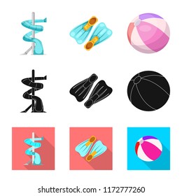 Vector illustration of pool and swimming icon. Collection of pool and activity stock vector illustration.