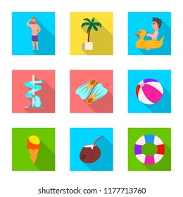 Vector illustration of pool and swimming icon. Collection of pool and activity vector icon for stock.