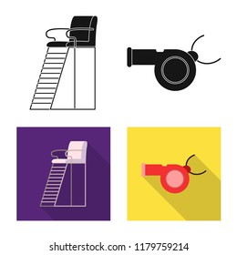 Vector illustration of pool and swimming icon. Set of pool and activity stock vector illustration.