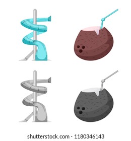 Vector illustration of pool and swimming icon. Set of pool and activity vector icon for stock.