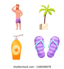 Vector illustration of pool and swimming icon. Set of pool and activity vector icon for stock.