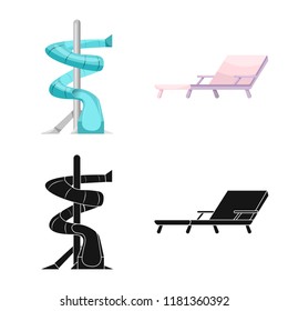 Vector illustration of pool and swimming icon. Set of pool and activity stock symbol for web.