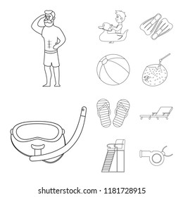Vector illustration of pool and swimming icon. Collection of pool and activity stock vector illustration.