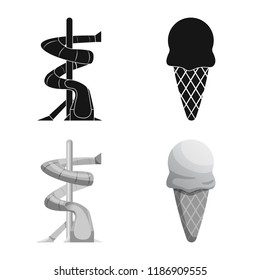 Vector illustration of pool and swimming icon. Collection of pool and activity stock symbol for web.