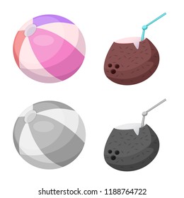 Vector illustration of pool and swimming icon. Set of pool and activity stock vector illustration.
