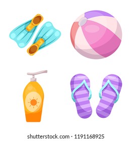 Vector illustration of pool and swimming icon. Set of pool and activity stock vector illustration.