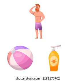 Vector illustration of pool and swimming icon. Collection of pool and activity stock symbol for web.