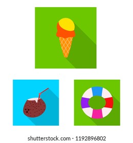 Vector illustration of pool and swimming icon. Set of pool and activity vector icon for stock.