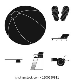 Vector illustration of pool and swimming icon. Set of pool and activity stock vector illustration.