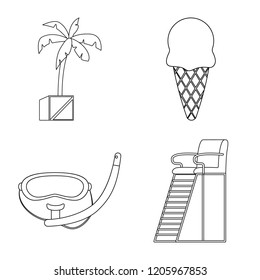 Vector illustration of pool and swimming icon. Collection of pool and activity vector icon for stock.
