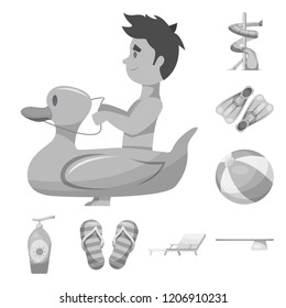 Vector illustration of pool and swimming icon. Set of pool and activity stock vector illustration.