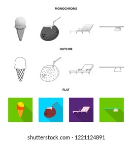 Vector illustration of pool and swimming icon. Set of pool and activity stock vector illustration.