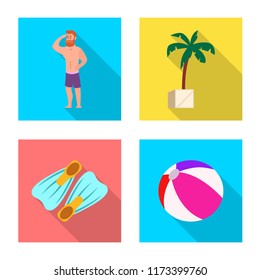 Vector illustration of pool and swimming logo. Set of pool and activity stock symbol for web.