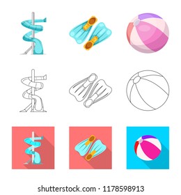 Vector illustration of pool and swimming logo. Collection of pool and activity stock symbol for web.