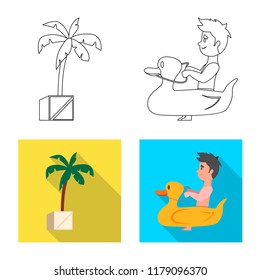 Vector illustration of pool and swimming logo. Set of pool and activity stock vector illustration.