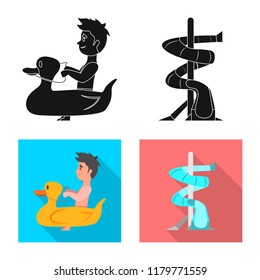 Vector illustration of pool and swimming logo. Set of pool and activity vector icon for stock.