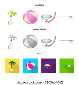 Vector illustration of pool and swimming logo. Collection of pool and activity stock symbol for web.