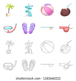 Vector illustration of pool and swimming logo. Collection of pool and activity stock vector illustration.