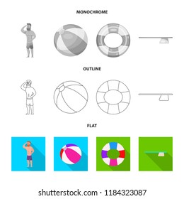 Vector illustration of pool and swimming logo. Collection of pool and activity stock symbol for web.