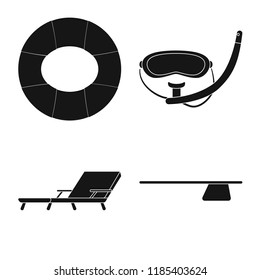 Vector illustration of pool and swimming logo. Collection of pool and activity stock symbol for web.